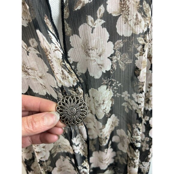 Mason + Mackenzie Sheer Neutral Granny Floral Kimono Size Med Boho Festival - Picture 3 of 10